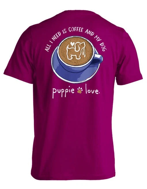 New PUPPIE LOVE All I Need is COFFEE And my Dog T SHIRT