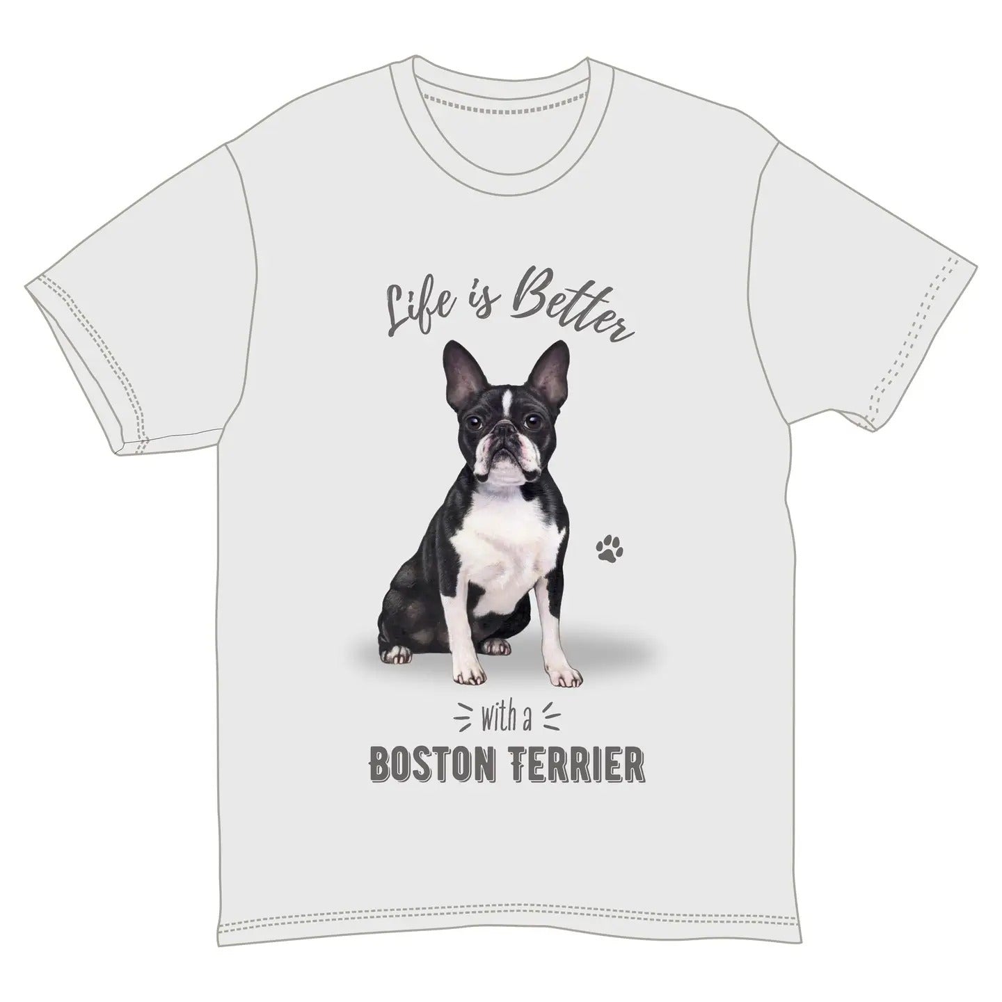Life is Better with a Boston Terrier T-Shirt, Dog Lover Graphic Tee, Gray, Multiple Sizes S-XXL