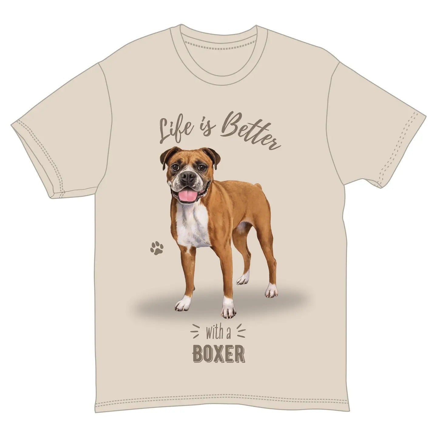 Life is Better with a Boxer T-Shirt, Dog Lover Graphic Tee, Gray, Short Sleeve