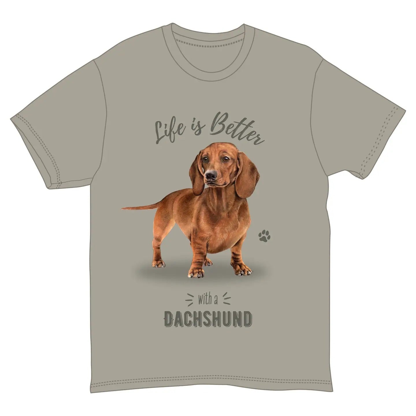 Life is Better with a Dachshund (Red) T-Shirt, Comfort Threads, Gray Cotton, Dog Lover Graphic Tee