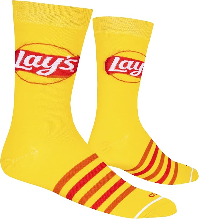 Cool Socks, Lays Potato Chips Logo, Men's Funny Crew Socks