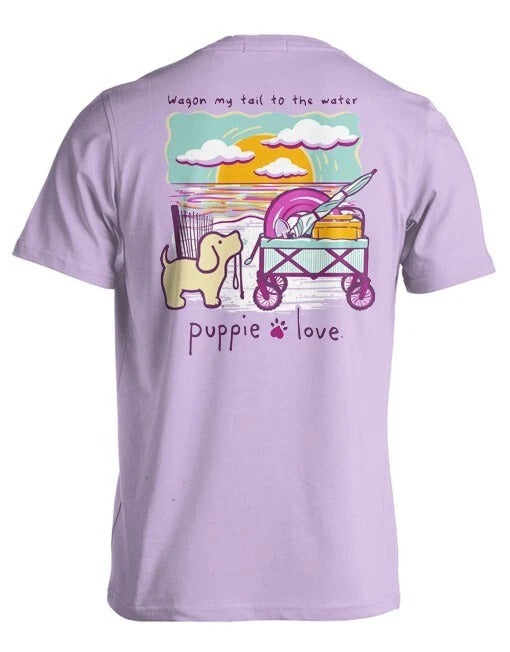 New PUPPIE LOVE WAGON my TAIL to the WATER PUP T-SHIRT