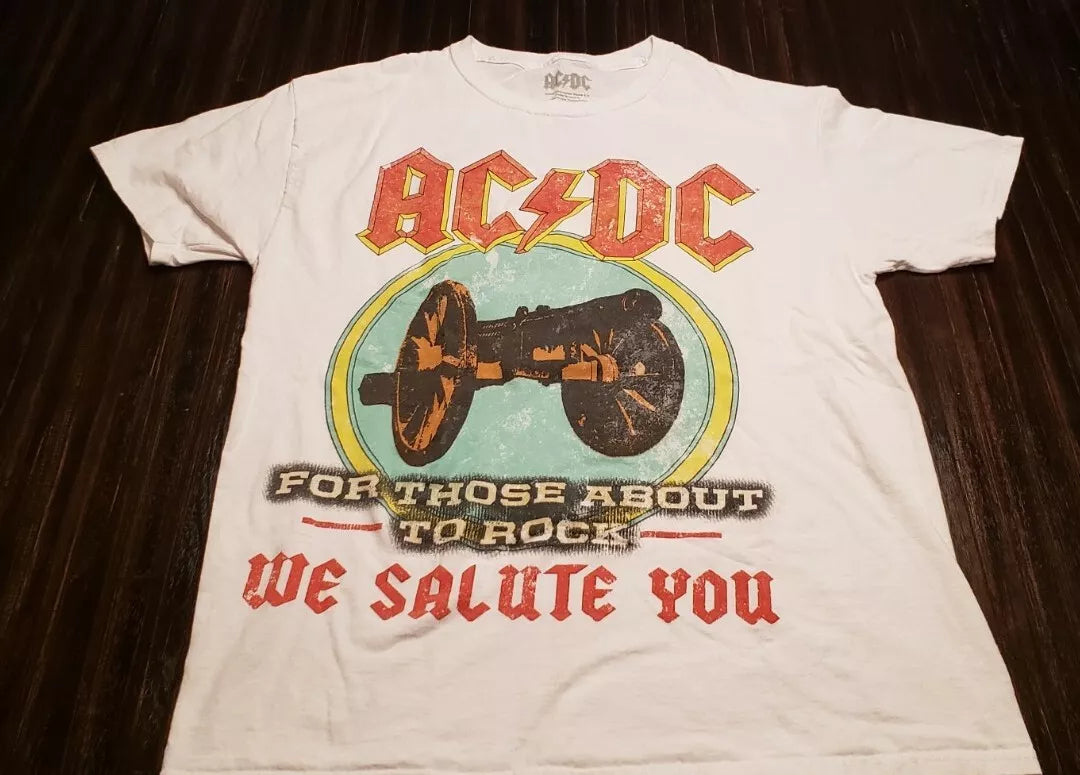 AC/DC For Those About To Rock Black We Salute You, white T-Shirt, Size XL