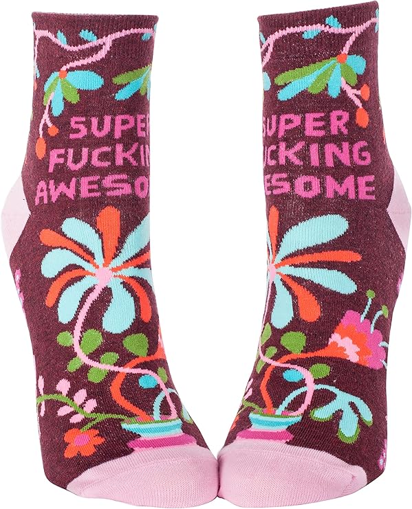 Blue Q ankle socks, Women sizes 5-10, Super Fucking Awesome