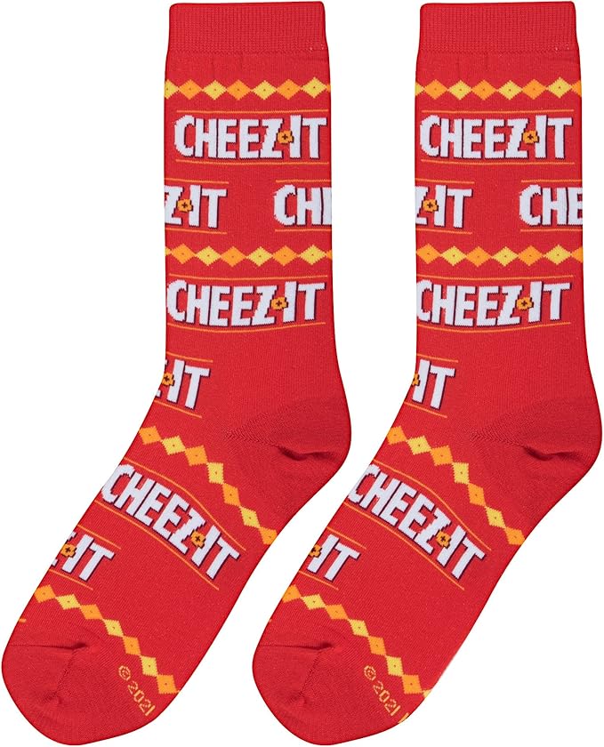 Odd Sox Funny Cheez It Crackers Novelty Crew Socks for Men & Women, Fun Graphic Print