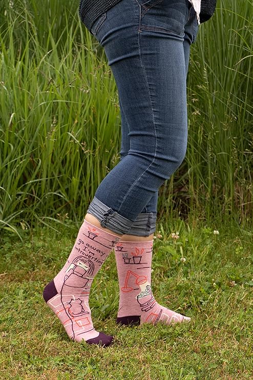 Blue Q women's socks, Size 5-10, "Go Away, I'm Introverting!"