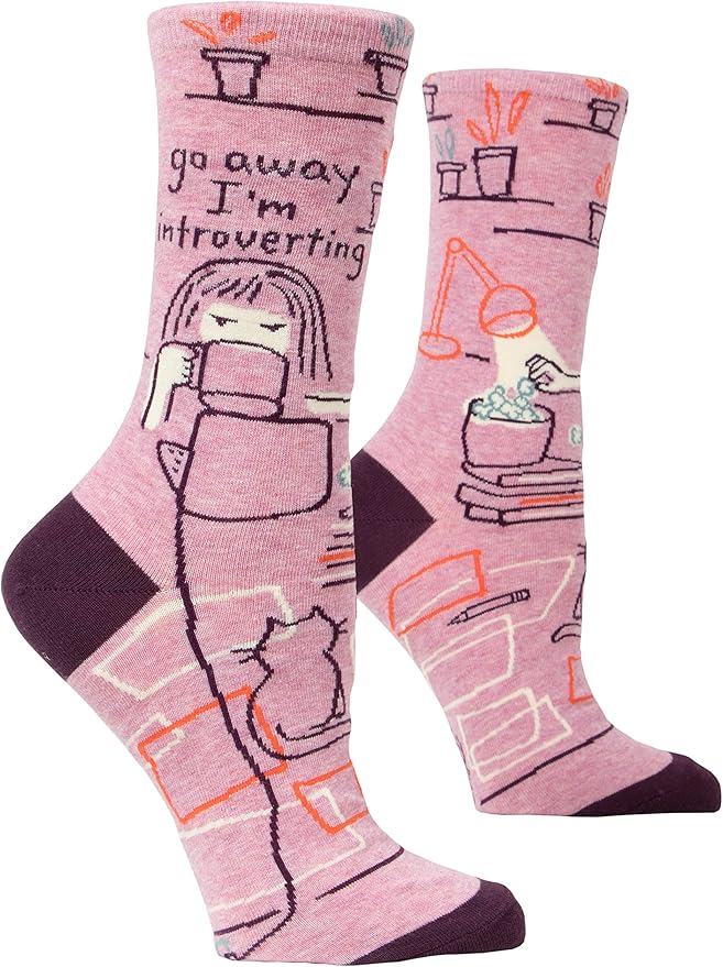 Blue Q women's socks, Size 5-10, "Go Away, I'm Introverting!"