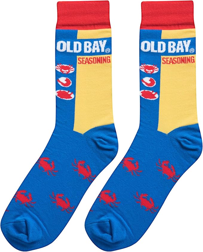 Cool Socks Novelty Crew Socks Men's Women's, Old Bay, Graphic Print, Large