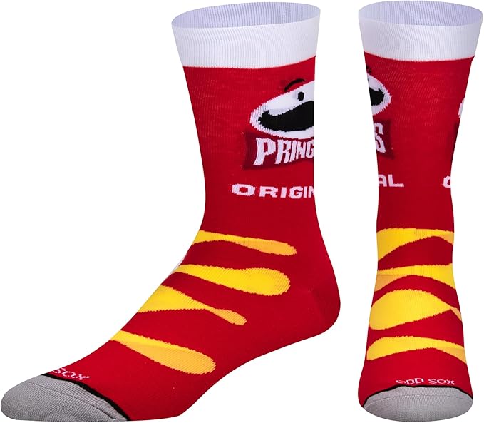 Cool Socks Novelty Crew Dress Sock, Food, Pringles Crisp, Retro Funny Silly Crazy