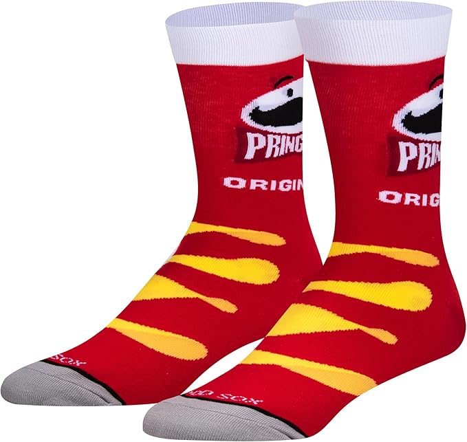 Cool Socks Novelty Crew Dress Sock, Food, Pringles Crisp, Retro Funny Silly Crazy