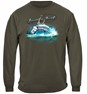 Tarpon Attack Flat Fishing Fishing 100% Cotton Military Green Long Sleeve T-Shirt