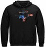 Patriotic Blackfish Fishing 8oz 50/50 Black Hooded Sweat Shirt