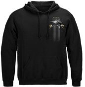 Black Flag Patriotic Marlin Fishing 8oz 50/50 Black Hooded Sweat Shirt