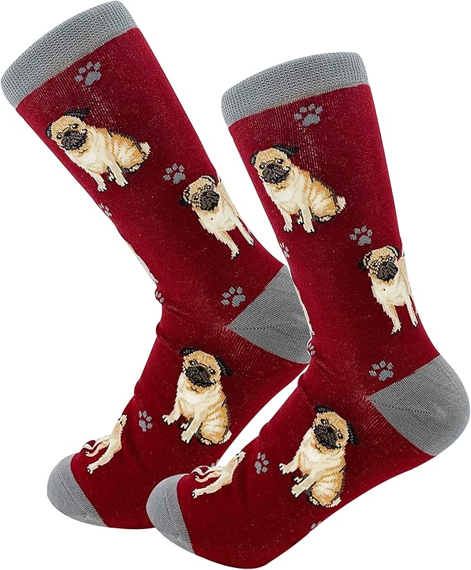 Happy Tails Pug Tan Socks Pet Lovers Soft Socks One Size Fit Most