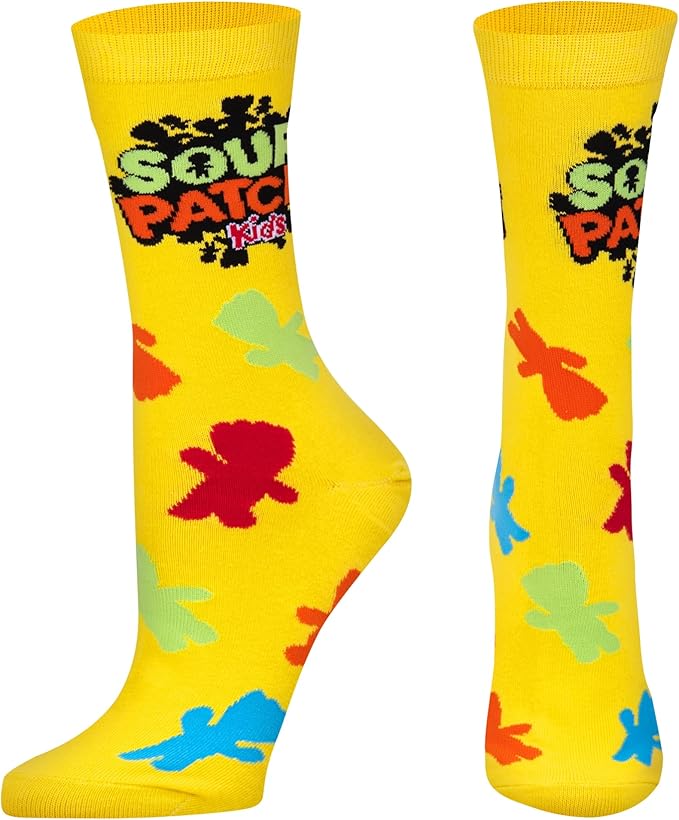Cool Socks, Women's Funny Novelty Socks, Sour Patch Kids Crew, Adult Medium