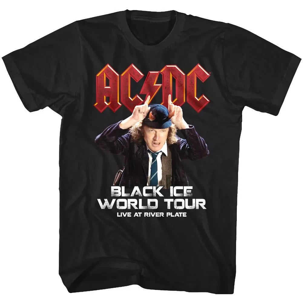 AC/DC Black Ice World Tour Live Mens T Shirt Angus Rock Concert River Plate