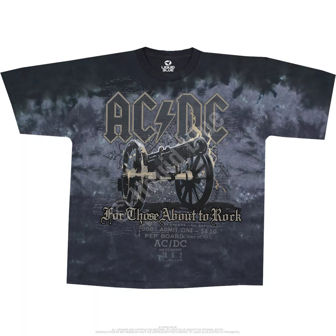 AC/DC For Those About To Rock tie dye black and gray T-Shirt