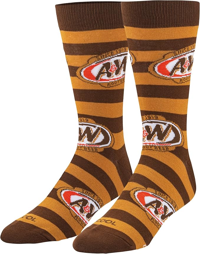 Cool Socks A&W Stripes Fun Print Novelty Crew Socks for Men