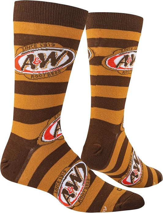 Cool Socks A&W Stripes Fun Print Novelty Crew Socks for Men