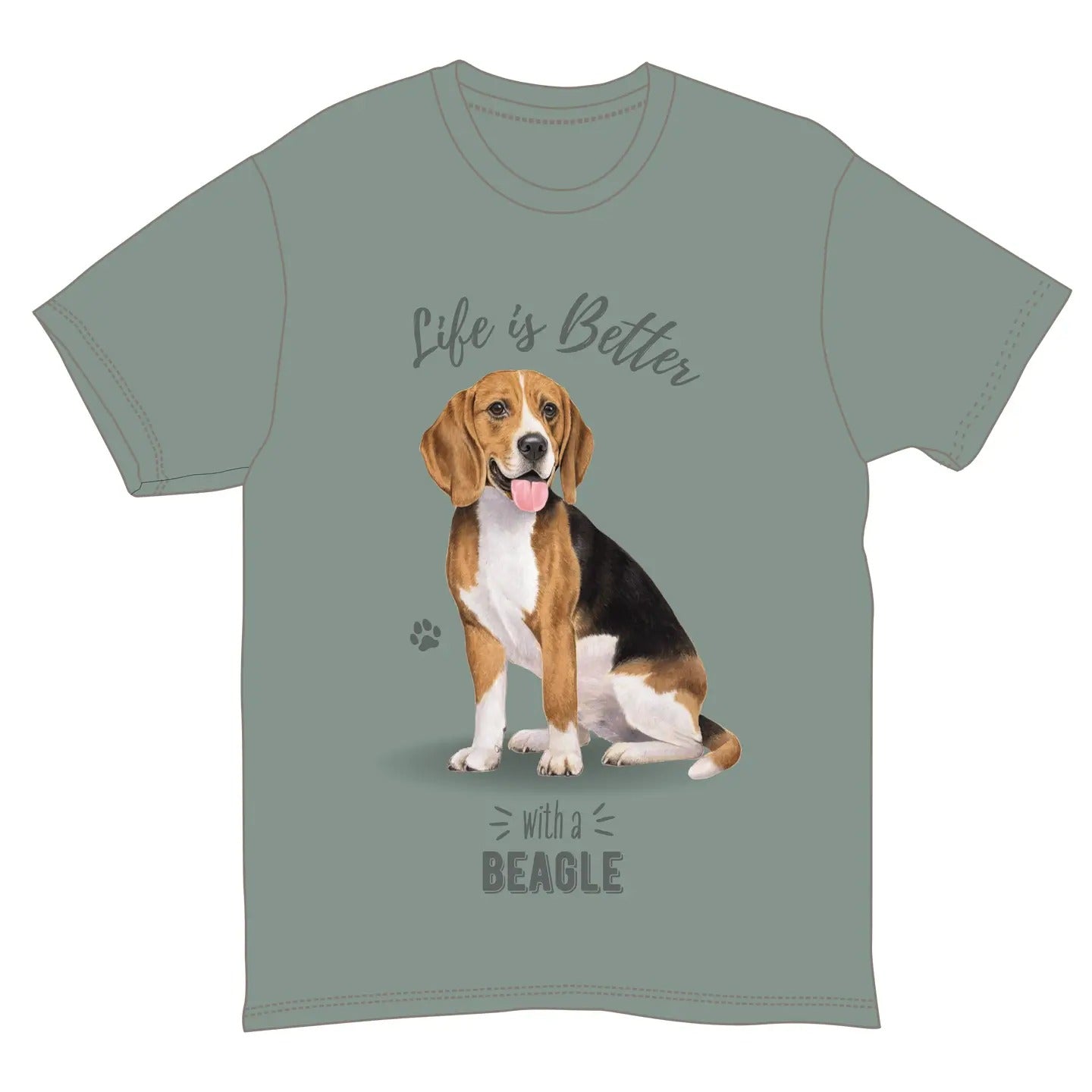 Life is Better with a Beagle Dog Graphic T-Shirt, Light Green