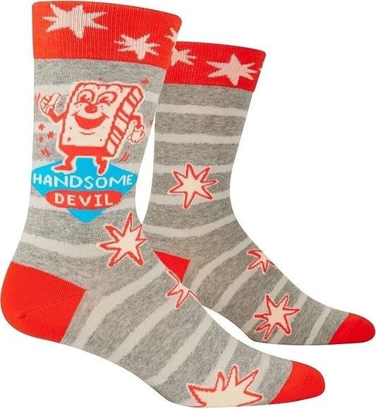 Blue Q Men’s Funny Novelty Crew Socks Handsome Devil Socks