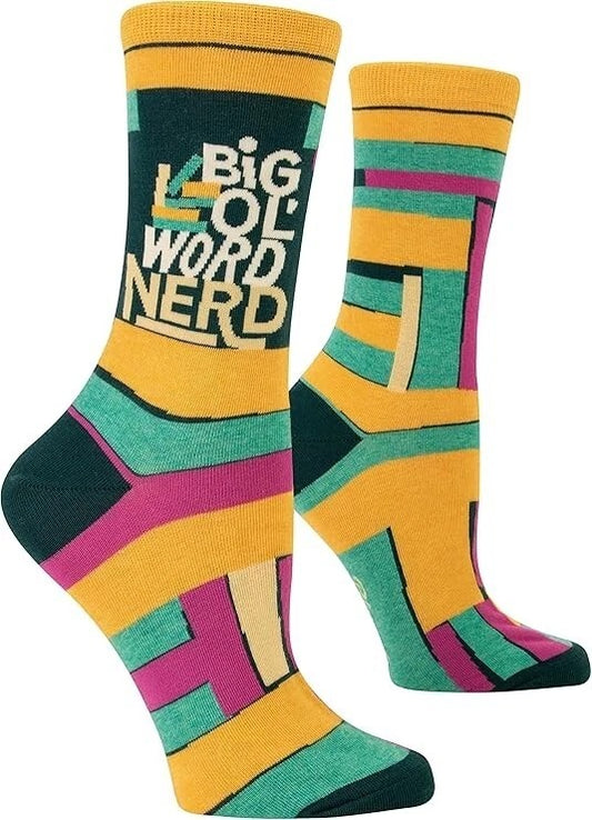 Blue Q Women's Crew Socks Big 'Ol Word Nerd socks size women size 5-10