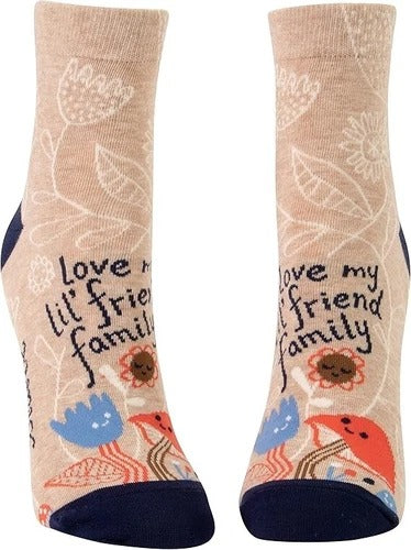 Blue Q Women's Novelty Ankle Love My Little Friend Family (shoe size 5-10)