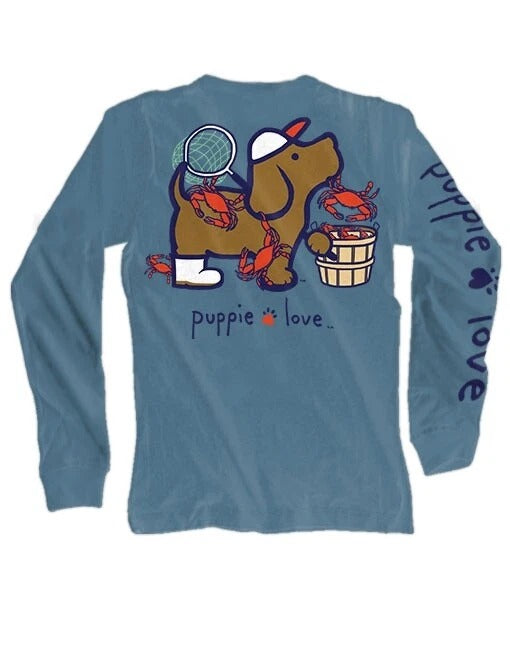 New PUPPIE LOVE CRAB PUP LONG SLEEVE  T SHIRT