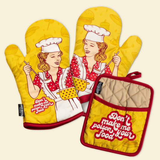 Don't Make Me Poison Your Food Oven Mitts And Potholder Set