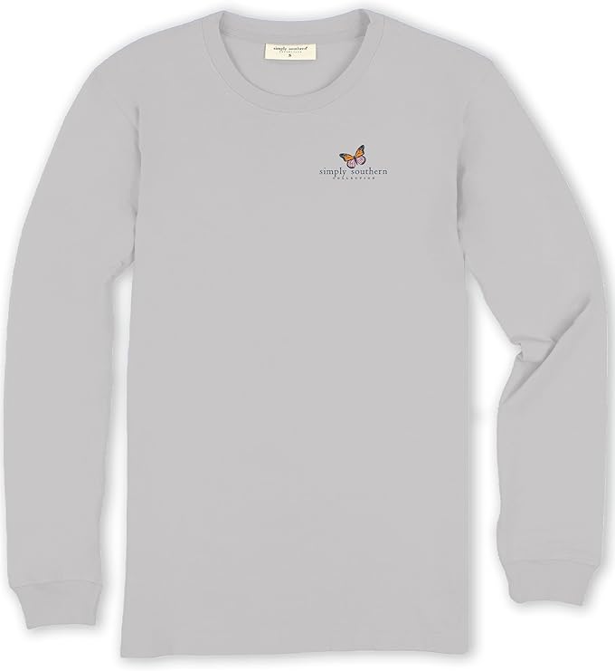 Simply Southern Remember Everything Will Be Alright - Floral Butterfly - Adult Long Sleeve T-Shirt