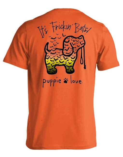New PUPPIE LOVE IT'S FRICKIN' BATS! HALLOWEEN Pup T SHIRT SHORT Sleeve Shirt