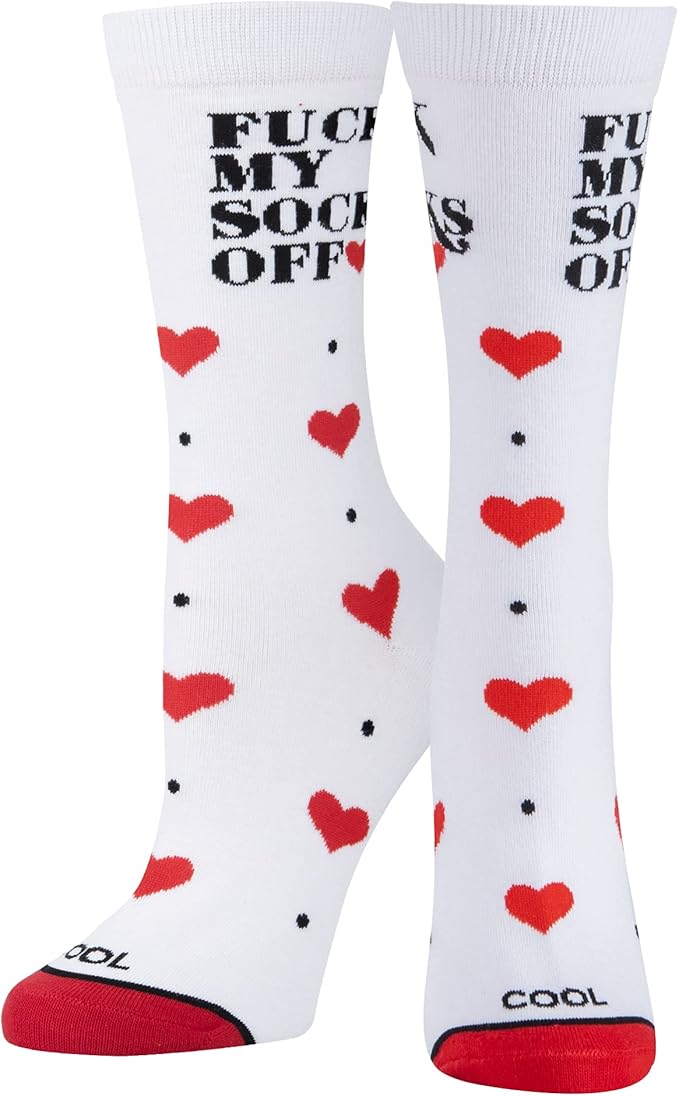Cool Socks, Fuck My Socks Off, Womens Crew Length, Funny Graphic Print- Large