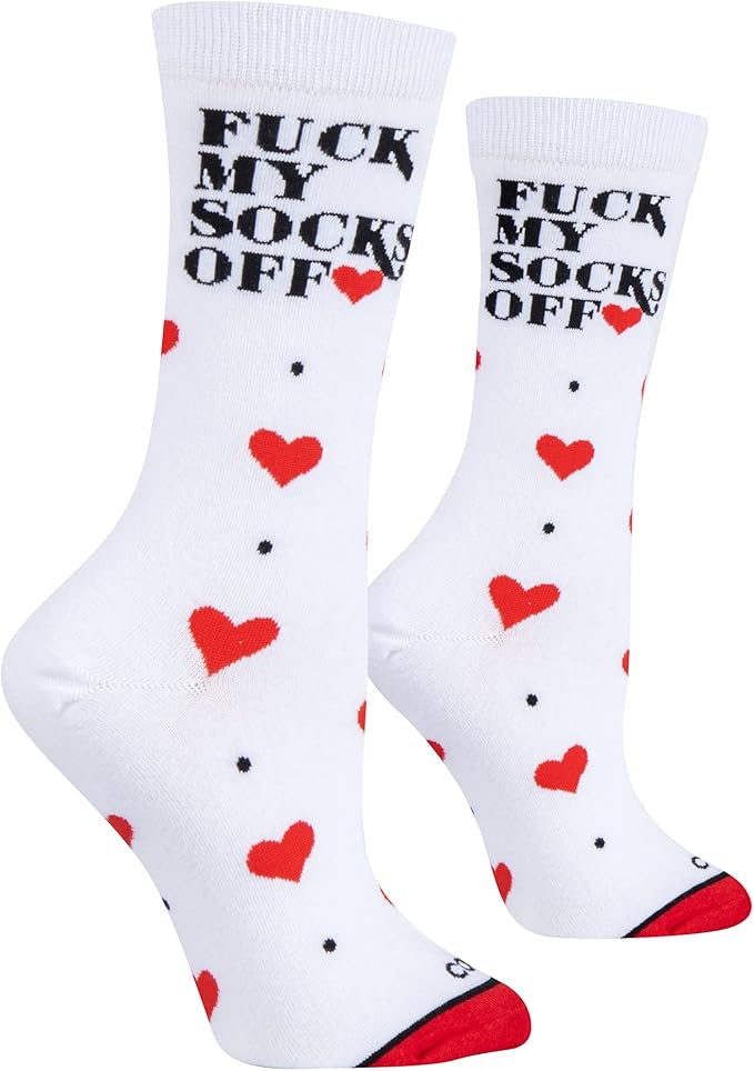 Cool Socks, Fuck My Socks Off, Womens Crew Length, Funny Graphic Print- Large