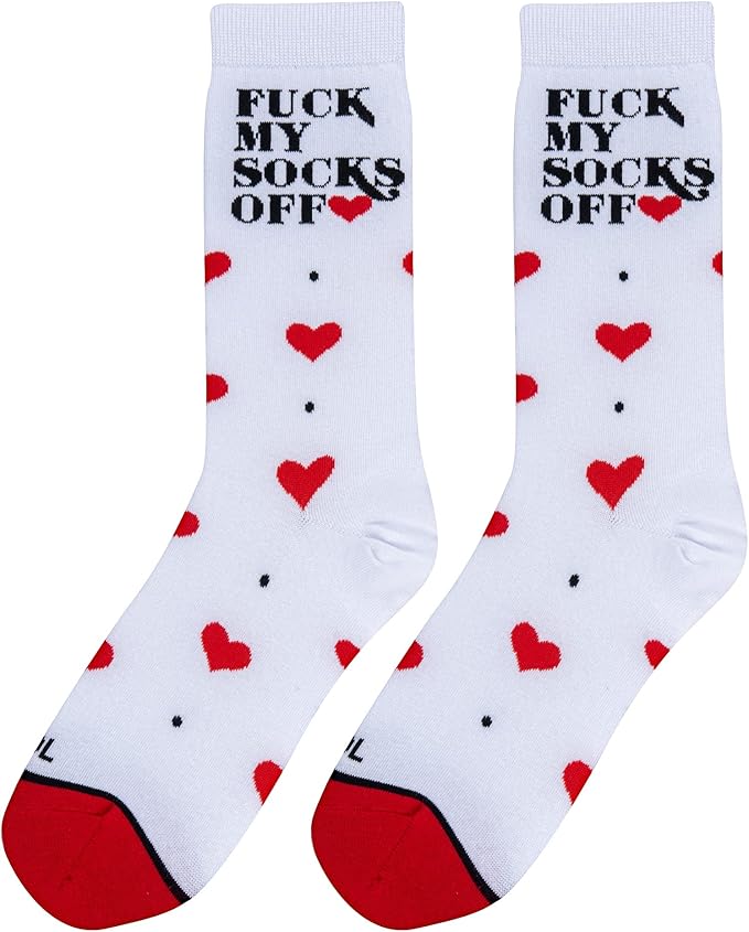 Cool Socks, Fuck My Socks Off, Womens Crew Length, Funny Graphic Print- Large