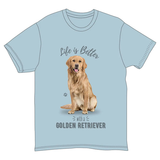 Life is Better with a Golden Retriever T-Shirt, Cotton, Tan, Sizes S-XXL