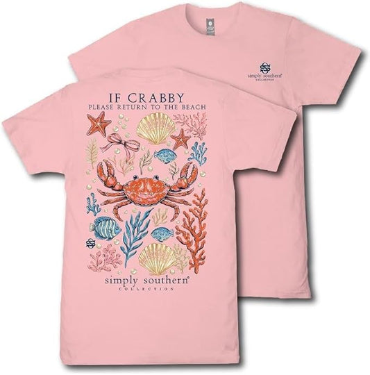 Simply Southern If Crabby Please Return to The Beach - Adult T-Shirt