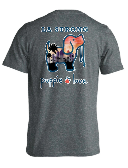 New PUPPIE LOVE LA STRONG LA Skyline  LA Fires T SHIRT