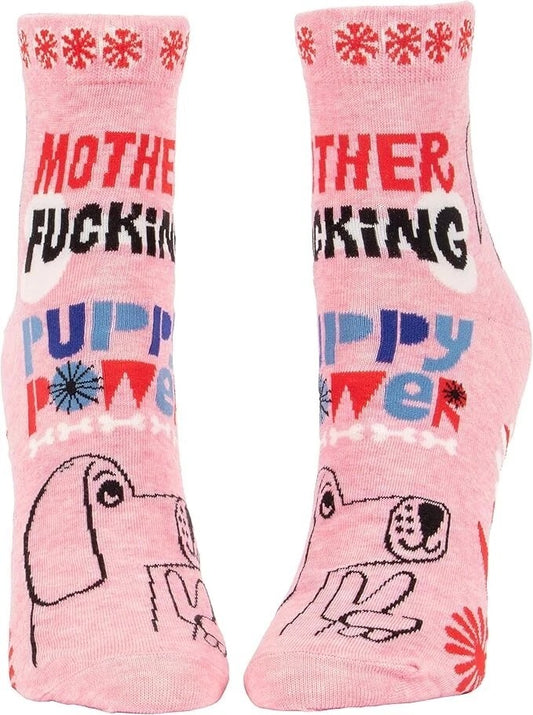 Blue Q Women's Novelty Ankle Socks  MF'in Puppy Power women's shoe size 5-10)