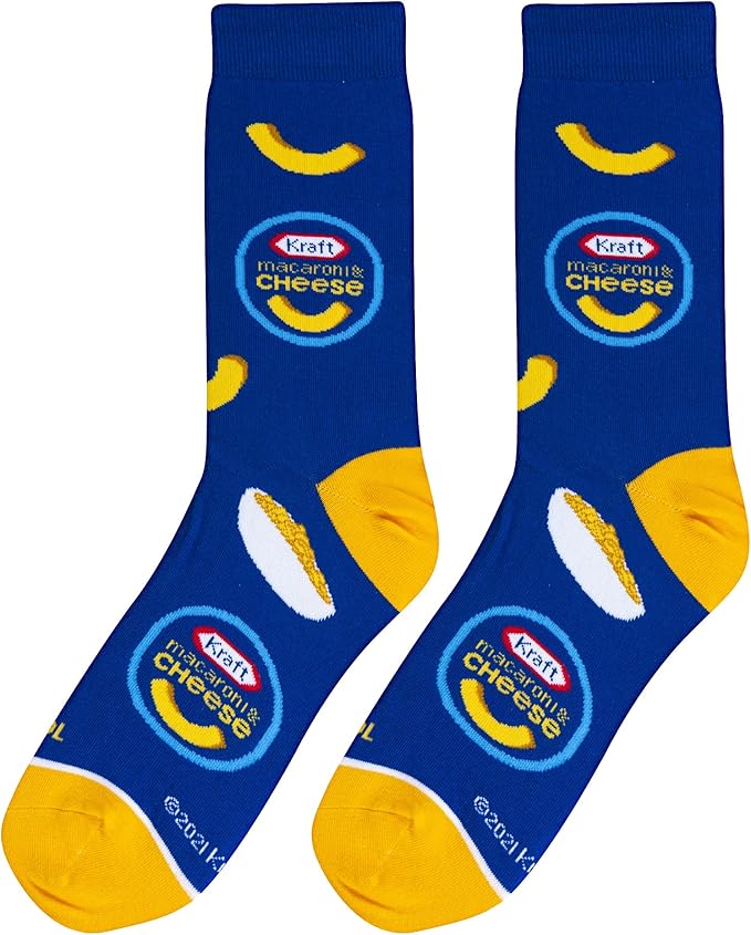 Cool Socks, Kraft Mac & Cheese, Mens Womens Crew, Funny Graphic Print, Large
