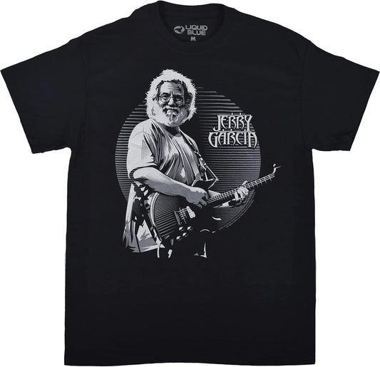 New GRATEFUL Dead JERRY GARCIA Black Liquid Blue T  Shirt