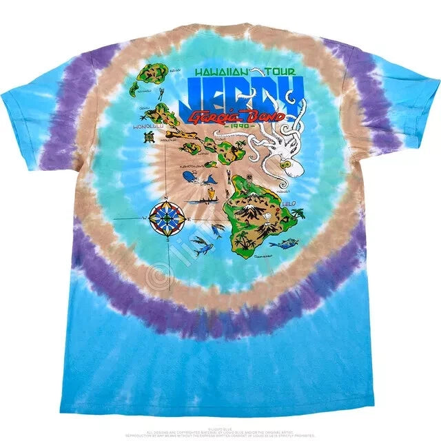 New GRATEFUL Dead JERRY GARCIA HAWAIIAN 1990 Tie Dye T Shirt Rare