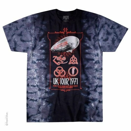 New LED ZEPPELIN UK 1971 CONCERT BAND Tie Dye T Shirt