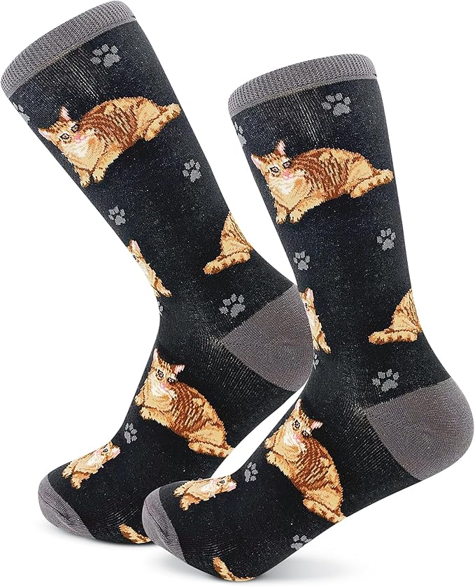 Happy Tails Orange Tabby Cat Socks Pet Lovers One Size Fit Most