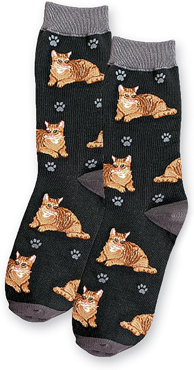 Happy Tails Orange Tabby Cat Socks Pet Lovers One Size Fit Most