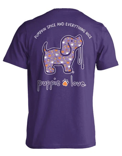 New PUPPIE LOVE PUMPKIN SPICE AND EVERYTHING NICE PUP  T SHIRT