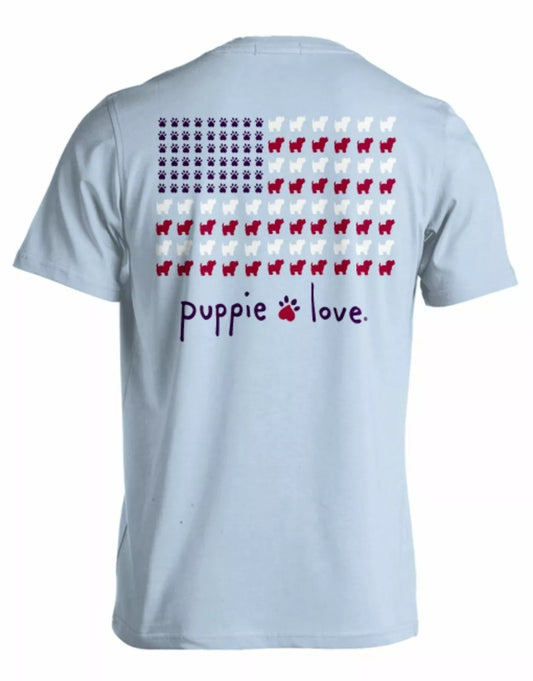 Puppie Love USA Flag t-shirt