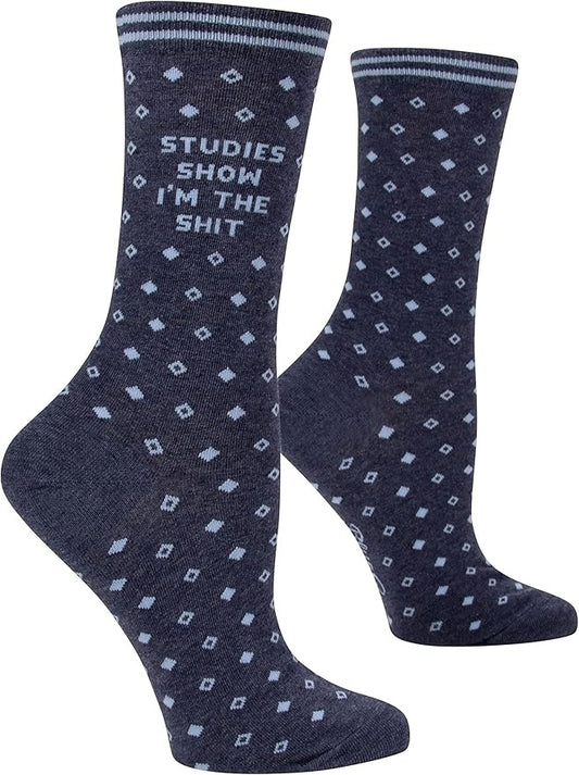 Blue Q Women's Crew Socks, Studies Show I'm the Sh*t (fits shoe size 5-10)