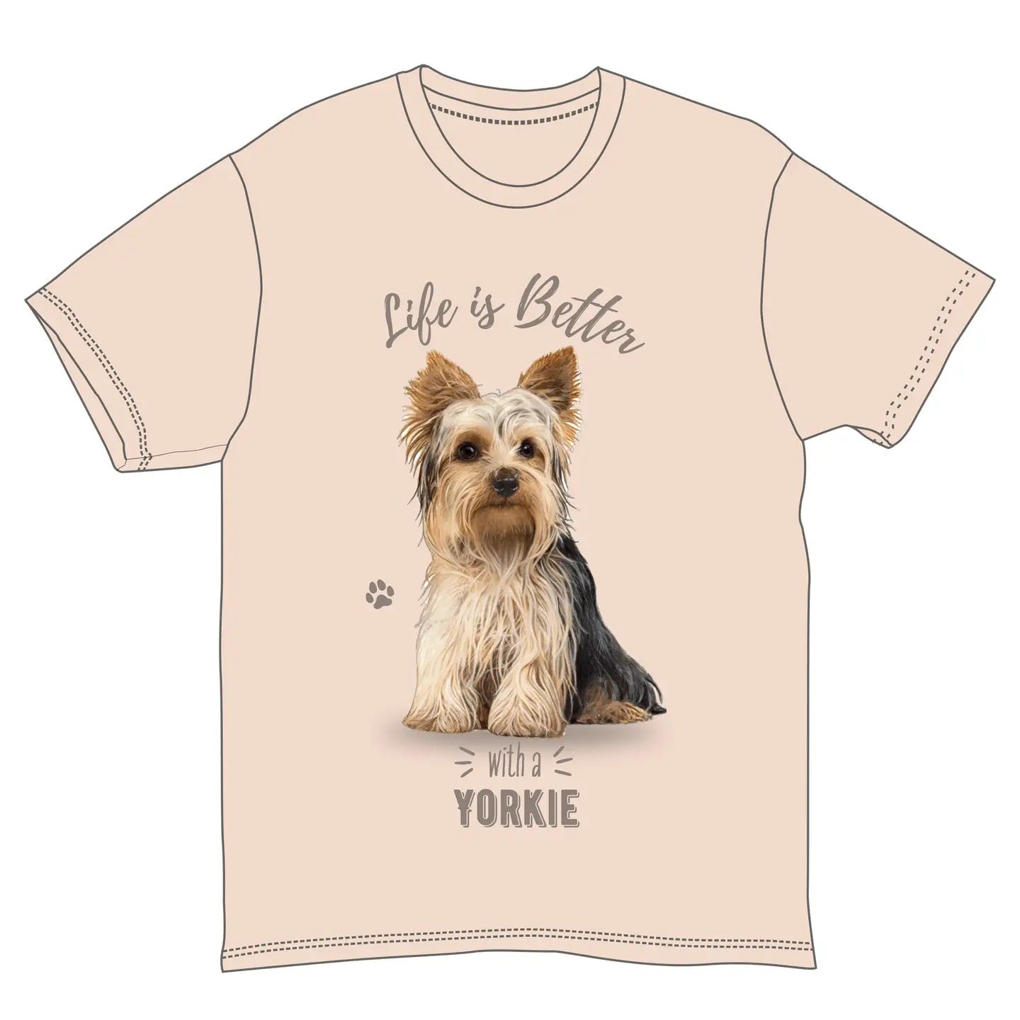 Life is Better with a Yorkie T-Shirt, Dog Lover Graphic Tee, Multiple Sizes S-XXL, Light Pink