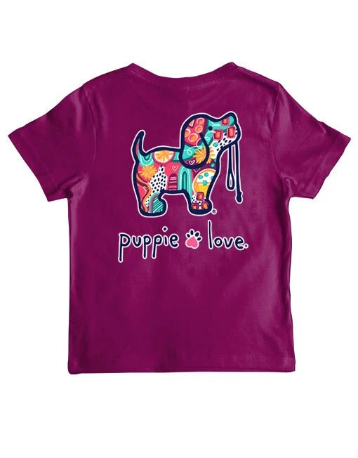 New PUPPIE LOVE ABSTRACT PATTERN  T SHIRT PUP