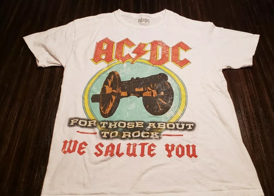 AC/DC For Those About To Rock Black We Salute You, white T-Shirt, Size XL